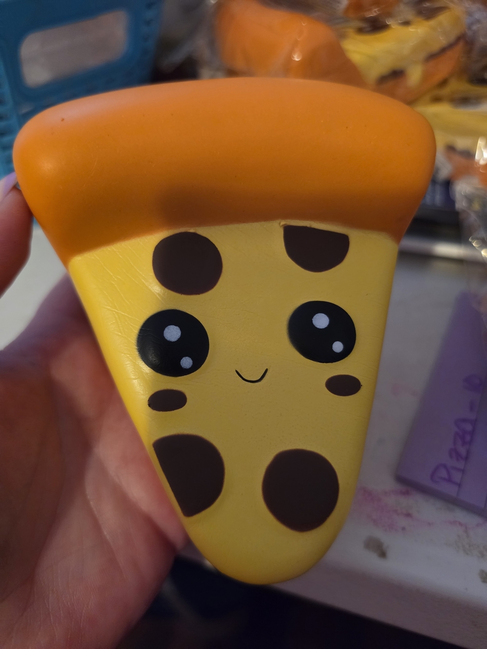 Cute Yellow & Orange Pizza Slice Squishy Toy - Kawaii Kids Toy